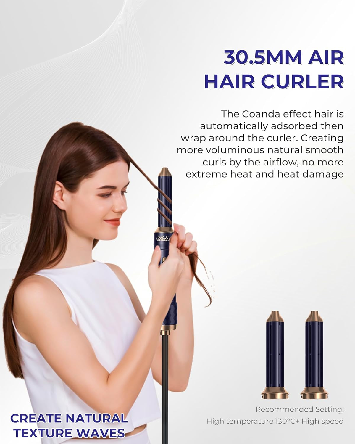 Airstyler 6 En 1 Pro, UKLISS Secador Pelo Profesional Con Cepillo Alisador Pelo, Secador Pelo Rizado, Thermal Brush, Cepillo De Aire Caliente, Hair Dryer Para Volumen, Doblar, Suavizar, Secar (Azul)