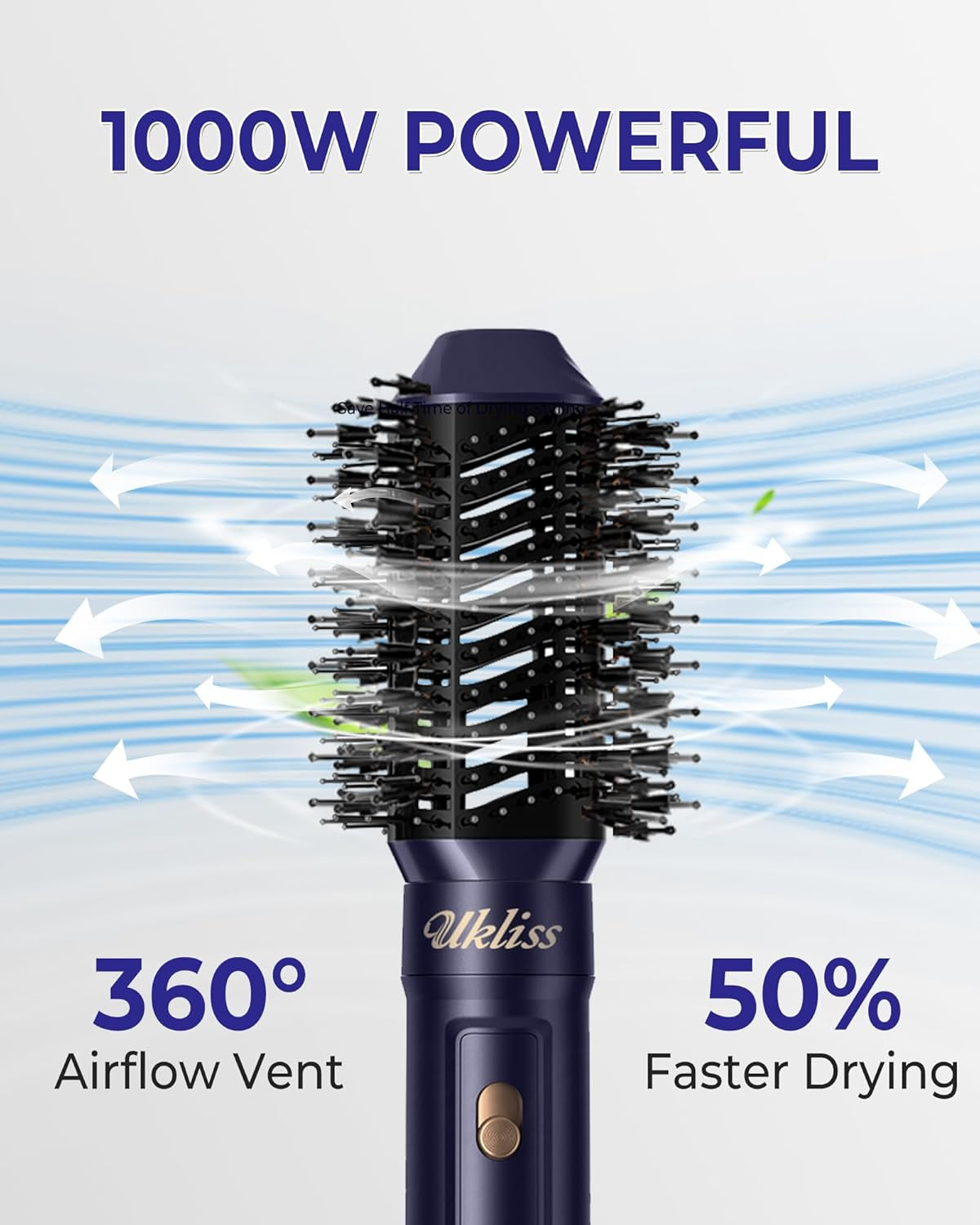 Airstyler 6 En 1 Pro, UKLISS Secador Pelo Profesional Con Cepillo Alisador Pelo, Secador Pelo Rizado, Thermal Brush, Cepillo De Aire Caliente, Hair Dryer Para Volumen, Doblar, Suavizar, Secar (Azul)