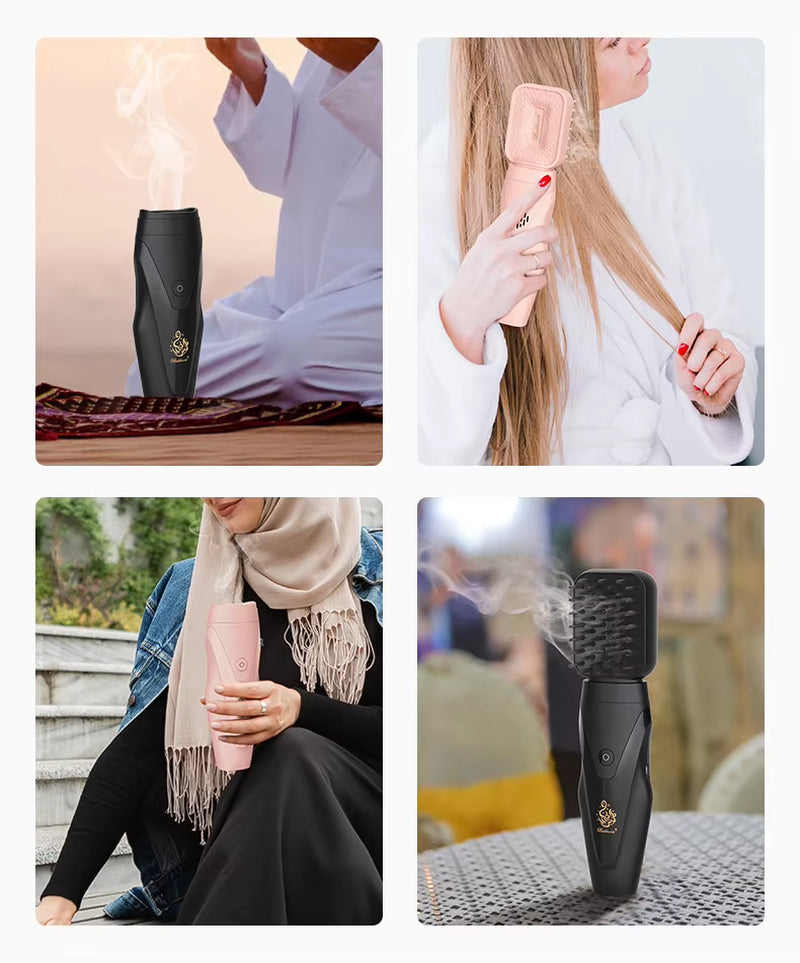 Chuhan Newest Electric USB Portable Incense Burner Muslim Aromatherapy Device Dukhoon Arabic Bakhoor Burner with Comb Set